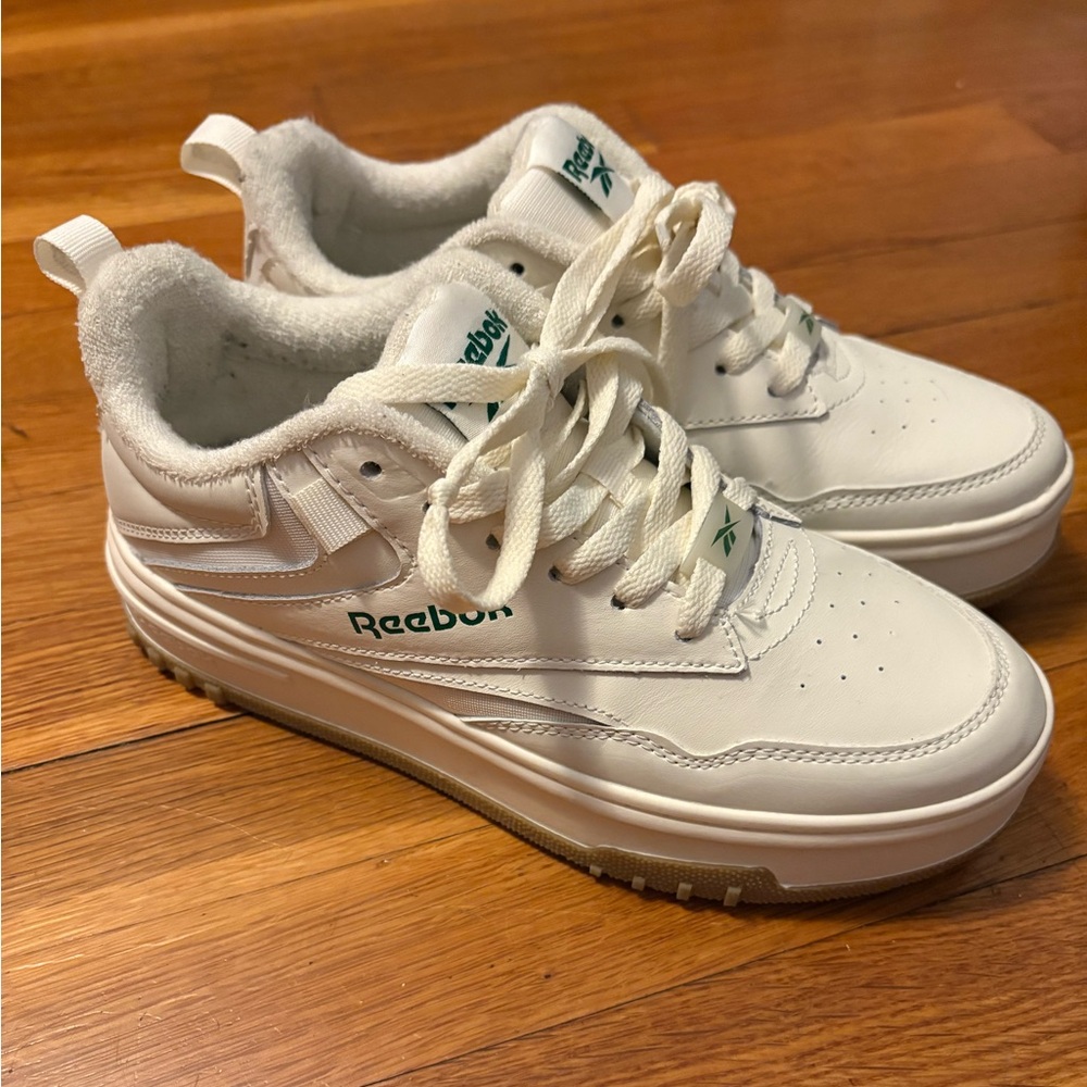 Reebok Classic Off-White and Green Sneakers